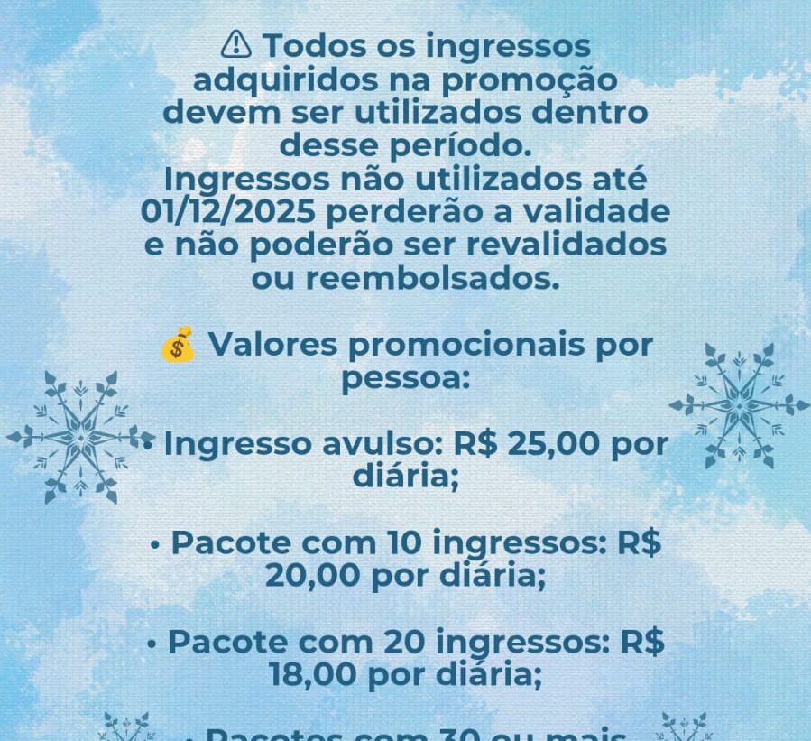Pacotes promocionais de inverno 2025 – Valores reduzidos!